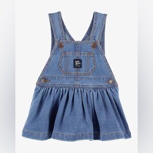 Baby Denim Overalls with White Eyelet Top 3 MTHS